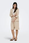 Only Onlgoa Keten Karışımlı Loose Fit Kruvaze Yaka Kadın Ceket 15363727 BEJ