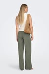 Only Onlgoa Keten Karışımlı Straight Fit Orta Bel Kadın Pantolon 15363676 Olive