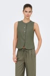 Only Onlgoa Regular Fit Bisiklet Yaka Düğmeli Kadın Yelek 15363724 HAKİ