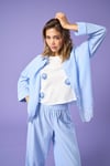 Only Onlgraces % 100 Pamuklu Relaxed Fit Uzun Kollu Bayan Gömlek 15343165 MAVİ-BEYAZ