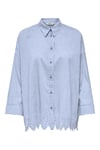 Only Onlgraces % 100 Pamuklu Relaxed Fit Uzun Kollu Bayan Gömlek 15343165 MAVİ-BEYAZ