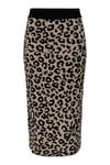 Only Onlib Slim Fit Midi Boy Leoparlı Bayan Etek 15350672 SİYAH-BEJ