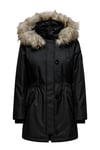 Only Onliris Regular Fit Çıkarılabilir Kapüşonlu Bayan Parka 15304625 SİYAH