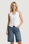 Only Onlita % 100 Pamuk Regular Fit V Yaka Kadın Yelek 15370277 BEYAZ