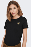 Only Onlkita % 100 Pamuk Regular Fit Bisiklet Yaka Bayan T Shirt 15244714 SİYAH