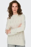 Only Onlleise Desenli Regular Fit Yarım Balıkçı Yaka Örme Bayan Kazak 15328233 KREM