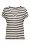 Only Onlliran Regular Fit Çizgili V Yaka Kadın T Shirt 15369780 BEYAZ-KAHVE