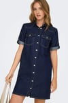 Only Onllisa Pamuklu Regular Fit  Klasik Yaka Mini Kot Kadın Elbise 15353176 KOYU LACIVERT