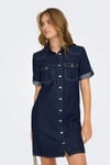 Only Onllisa Pamuklu Regular Fit  Klasik Yaka Mini Kot Kadın Elbise 15353176 KOYU LACIVERT