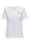 Only Onllotta Pamuklu Regular Fit Bayan T Shirt 15339251 Beyaz-Leylak