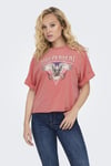 Only Onllucy Baskılı % 100 Pamuk Regular Fit Bisiklet Yaka Bayan T Shirt 15316637 GÜL