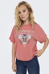Only Onllucy Baskılı % 100 Pamuk Regular Fit Bisiklet Yaka Bayan T Shirt 15316637 GÜL