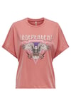 Only Onllucy Baskılı % 100 Pamuk Regular Fit Bisiklet Yaka Bayan T Shirt 15316637 GÜL