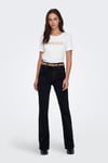 Only Onlluna Pamuklu Flare Fit Yüksek Bel Geniş Paça Jeans Bayan Kot Pantolon 15323175 SİYAH