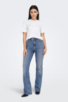Only Onlluna Pamuklu Flare Fit Yüksek Bel Geniş Paça Jeans Bayan Kot Pantolon 15323175 MAVİ