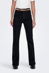 Only Onlluna Pamuklu Flare Fit Yüksek Bel Geniş Paça Jeans Bayan Kot Pantolon 15323175 SİYAH