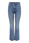 Only Onlluna Pamuklu Flare Fit Yüksek Bel Geniş Paça Jeans Bayan Kot Pantolon 15323175 MAVİ