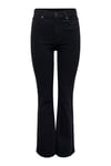 Only Onlluna Pamuklu Flare Fit Yüksek Bel Geniş Paça Jeans Bayan Kot Pantolon 15323175 SİYAH
