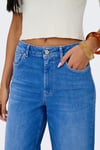 Only Onlmadison Pamuklu Relaxed Fit Yüksek Bel Geniş Paça Jeans Bayan Kot Pantolon 15363267 MAVİ