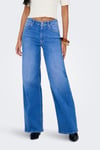 Only Onlmadison Pamuklu Relaxed Fit Yüksek Bel Geniş Paça Jeans Bayan Kot Pantolon 15363267 MAVİ