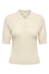 Only Onlmeddi Slim Fit Örme Düğmeli Polo Yaka Bayan T Shirt 15363160 KREM