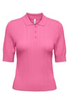 Only Onlmeddi Slim Fit Örme Düğmeli Polo Yaka Kadın T Shirt 15363160 PEMBE