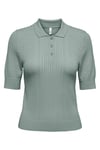Only Onlmeddi Slim Fit Örme Düğmeli Polo Yaka Bayan T Shirt 15363160 AÇIK YEŞİL