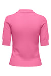Only Onlmeddi Slim Fit Örme Düğmeli Polo Yaka Kadın T Shirt 15363160 PEMBE