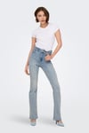 Only Onlmila Streç Pamuklu Yüksek Bel İspanyol Paça Flare Jeans Kadın Kot Pantolon 15313328 AÇIK MAVİ