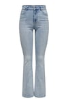 Only Onlmila Streç Pamuklu Yüksek Bel İspanyol Paça Flare Jeans Kadın Kot Pantolon 15313328 AÇIK MAVİ