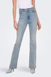 Only Onlmila Streç Pamuklu Yüksek Bel İspanyol Paça Flare Jeans Kadın Kot Pantolon 15313328 AÇIK MAVİ