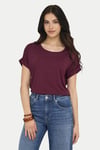 Only Onlmoster Regular Fit Bisiklet Yaka Kadın T Shirt 15106662 VİŞNE