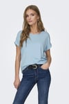 Only Onlmoster Regular Fit Bisiklet Yaka Bayan T Shirt 15106662 AÇIK MAVİ