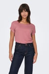 Only Onlmoster Regular Fit Bisiklet Yaka Bayan T Shirt 15106662 BORDO