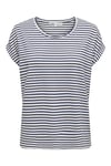 Only Onlmoster Streç Çizgili Regular Fit Bisiklet Yaka Bayan T Shirt 15206243 KREM-LACIVERT