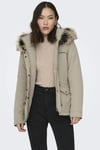Only Onlnewstarline Regular Fit Yumuşak Tüy Detaylı Kapüşonlu Bayan Mont 15297128 BEJ