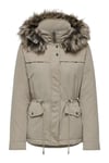 Only Onlnewstarline Regular Fit Yumuşak Tüy Detaylı Kapüşonlu Bayan Mont 15297128 BEJ