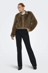 Only Onlnoeme Regular Fit Klasik Yaka Yumuşak Tüylü Düğmeli Bayan Mont 15356776 KAHVE