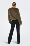 Only Onlnoeme Regular Fit Klasik Yaka Yumuşak Tüylü Düğmeli Bayan Mont 15356776 KAHVE