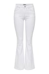 Only Onlreese Pamuklu Slim Fit Normal Bel Geniş Paça Jeans Bayan Kot Pantolon 15309845 BEYAZ