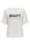 Only Onlsanni Taşlı Pamuklu Regular Fit Bisiklet Yaka Bayan T Shirt 15346650 BEYAZ-GRİ