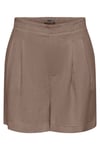 Only Onlsiesta Keten Karışımlı Regular Fit Lastikli Bel Bermuda Bayan Short 15348123 KAHVE