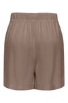 Only Onlsiesta Keten Karışımlı Regular Fit Lastikli Bel Bermuda Bayan Short 15348123 KAHVE