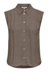 Only Onlsiesta Keten Karışımlı Regular Fit Klasik Yaka Kadın Bluz 15367416 VİZON
