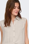 Only Onlsiesta Keten Karışımlı Regular Fit Klasik Yaka Kadın Bluz 15367416 TAŞ