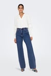 Only Onlsılje Pamuklu Straight Fit Yüksek Bel Düz Paça Jeans Kadın Kot Pantolon 15319938 MAVİ