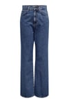 Only Onlsılje Pamuklu Straight Fit Yüksek Bel Düz Paça Jeans Kadın Kot Pantolon 15319938 MAVİ