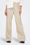 Only Onlsilla % 100 Pamuk Relaxed Fit Normal Bel Geniş Paça Jeans Bayan Kot Pantolon 15328125 EKRU