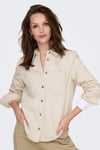 Only Onlsilla % 100 Pamuk Slim Fit Çift Cepli Bayan Kot Gömlek 15338783 EKRU