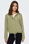 Only Onlskylar Büzgülü Regular Fit Kapüşonlu Mevsimlik Bayan Mont 15218613 KOYU YEŞİL